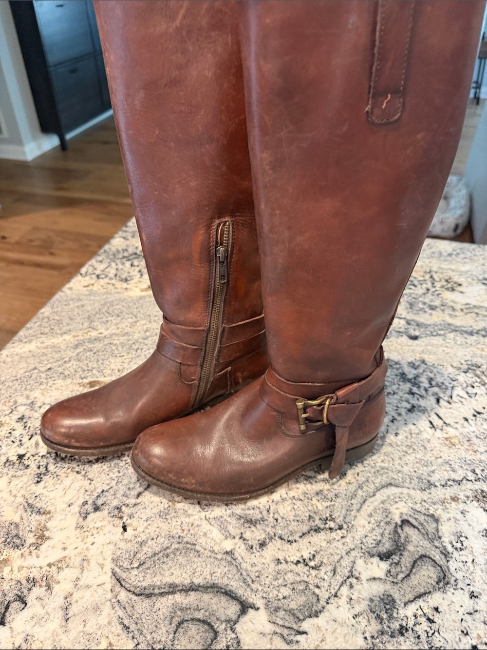 Frye 5.5 Tall Brown Leather Riding Boots - Picture 2 of 7